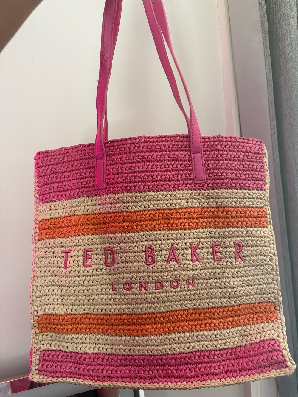 Ted Baker Pink, Orange & Cream Crochet Tote